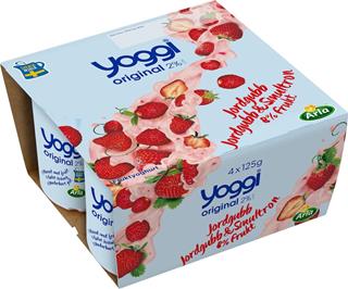 Yoggi jordgubb smultron 2% 4 pack