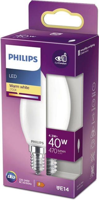 LED-lampa Classic 40W B35 E14 Frostad