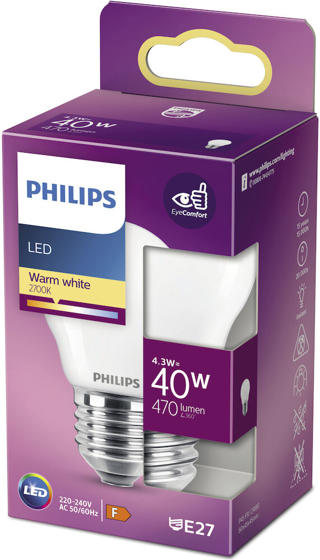 LED-lampa Classic 40W P45 E27 Frostad