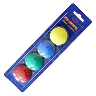 Magnetknappar röd, blå, gul, grön Ø4cm 4-pack