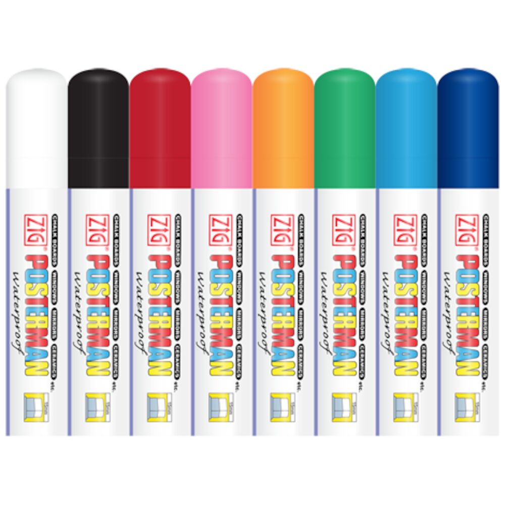 Griffelpenna vattenfast 15mm set med 8 färger