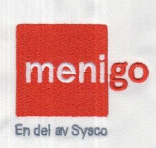 Menigo logga brodyr röd/grå/vit  b65 x h55 mm