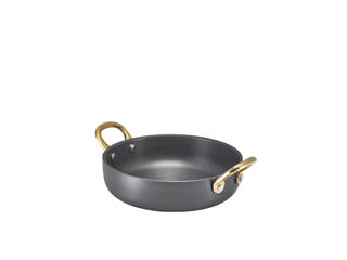 Gryta Aluminium Svart med Mässingshandtag 
50cl Ø15cm