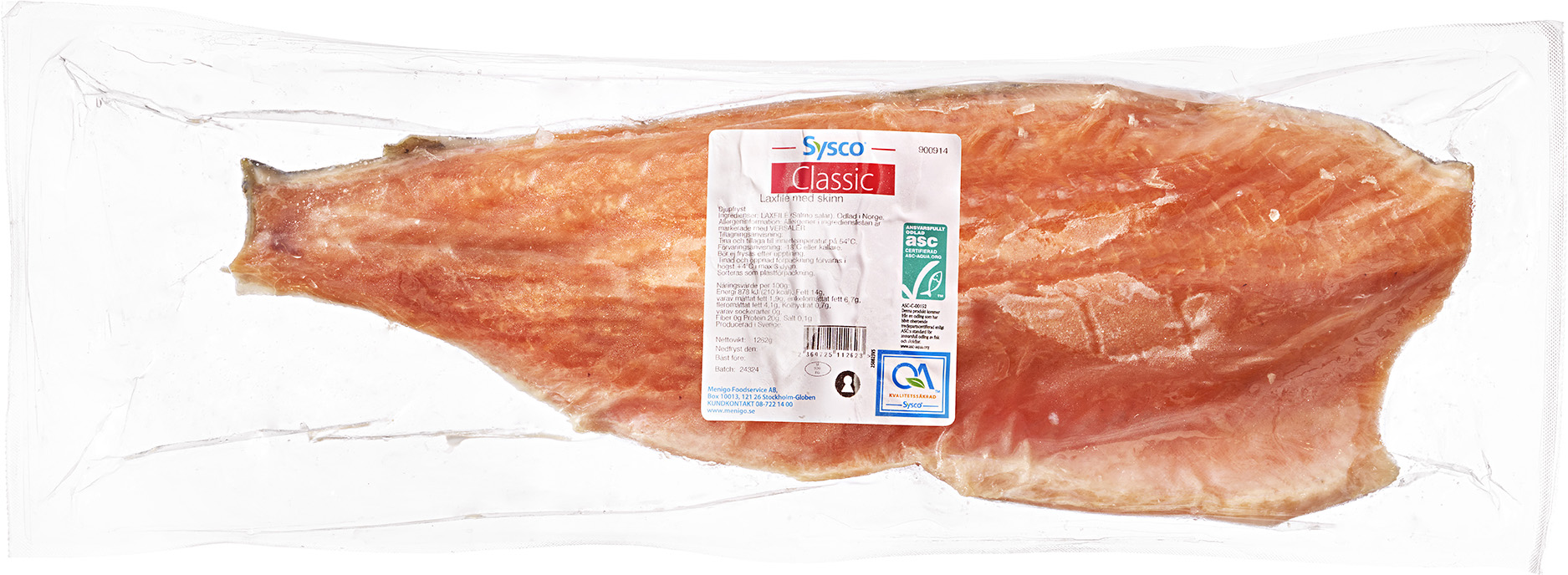 Laxfilé med Skinn C-trim ca 1,5kg ASC