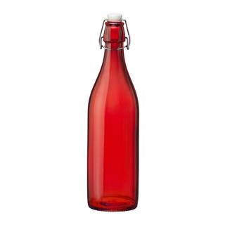 Flaska med bygelkork glas röd 1L