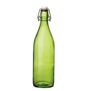 Flaska med bygelkork glas grön 1L