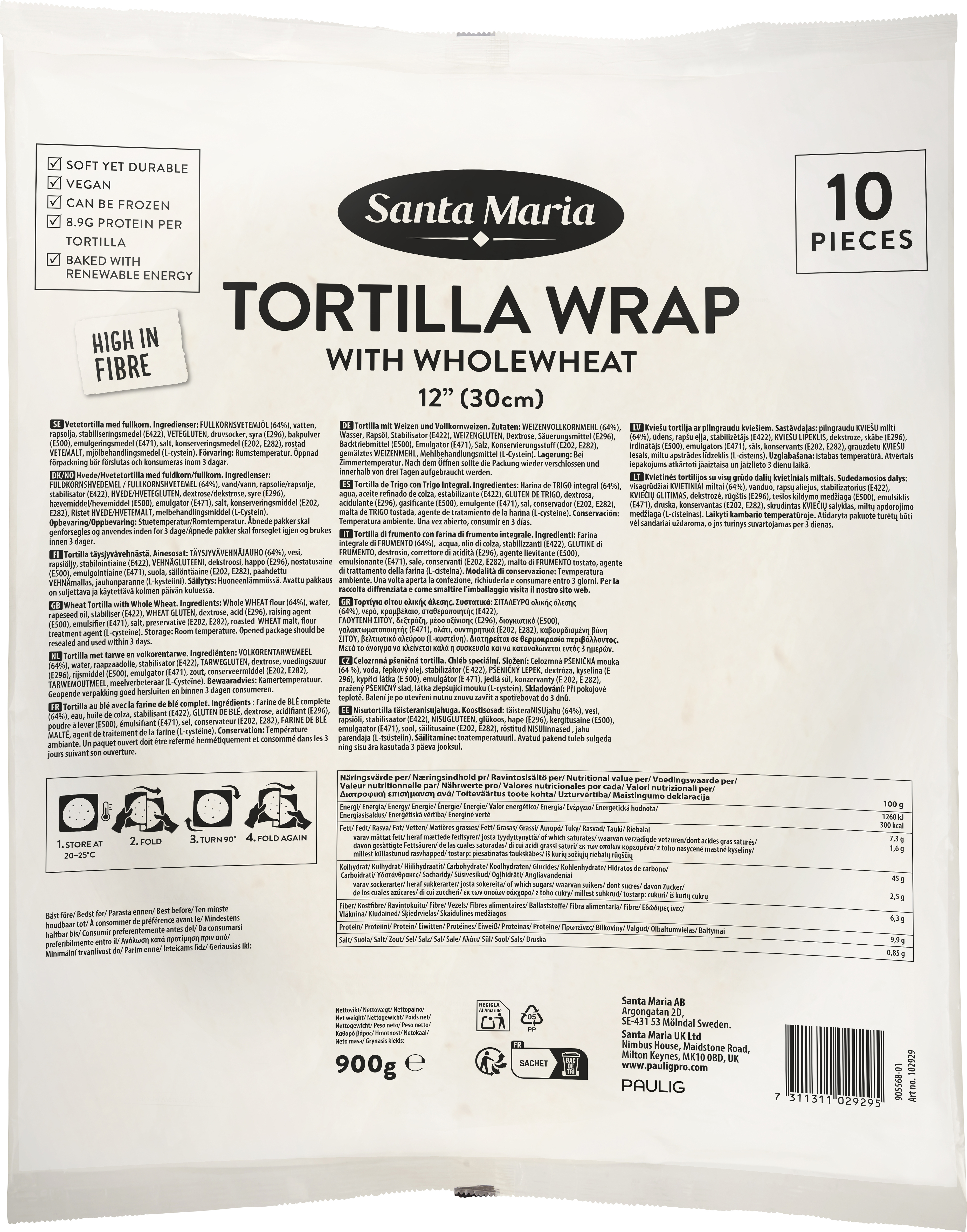 Tortillabröd Fullkorn 30cm