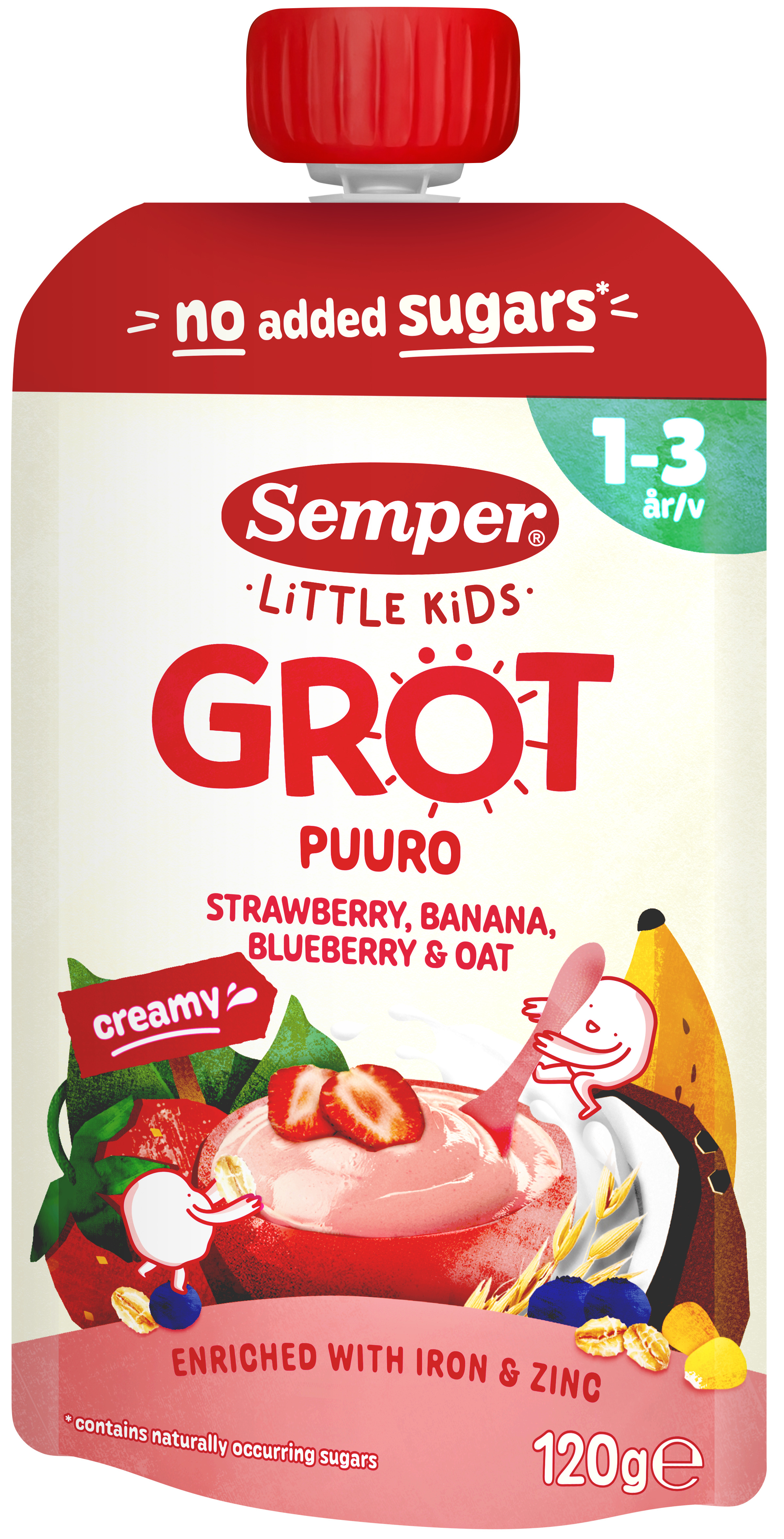 Grötklämmis med Jordgubb, Banan & Havre 1-3 År