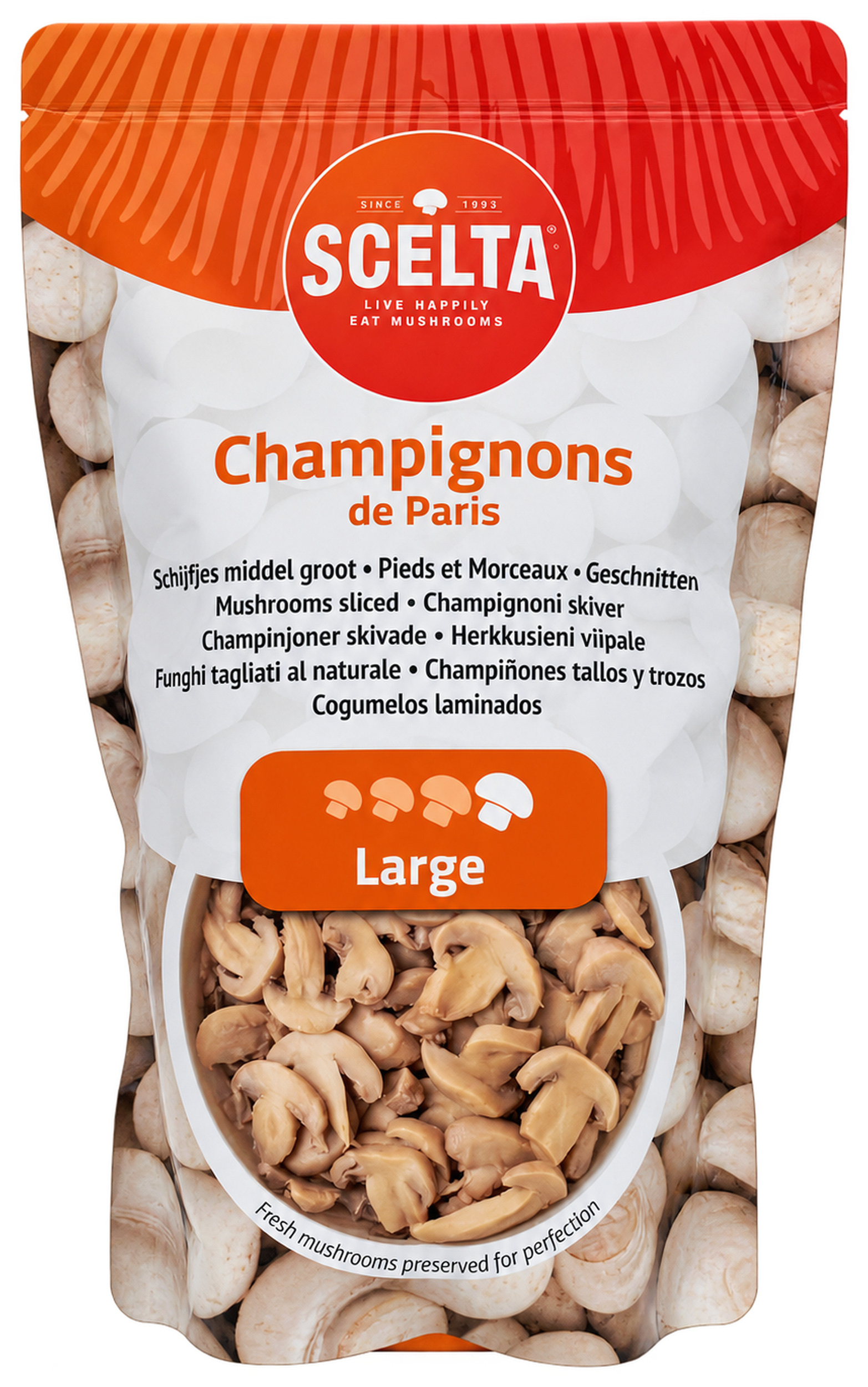 Champinjoner Skivade