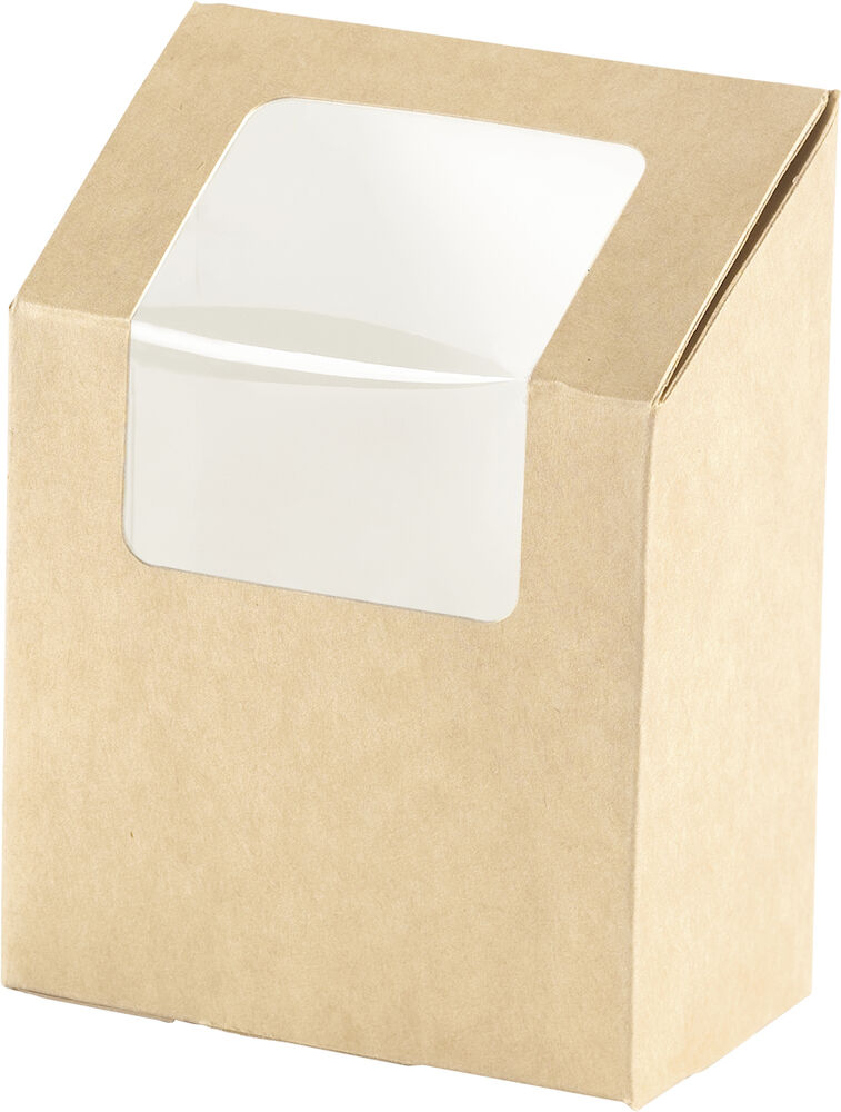 Box Kartong/PLA Wrap med fönster 550ml 90x50x30mm
brun ecoecho