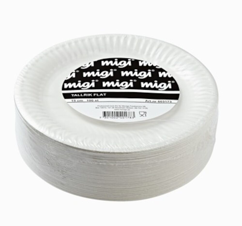 Tallrik Papper Vit 15cm