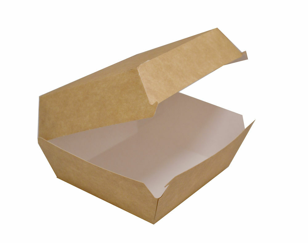 Hamburgerbox Kartong 12x12x8cm brun/vit