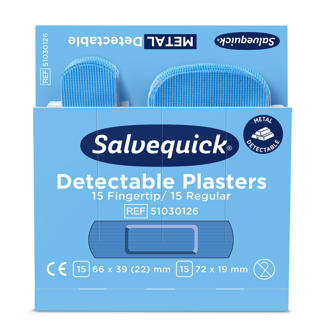 Plåster Spårbara Blå 30-pack Blue Detectable 
Fingertip/Regular