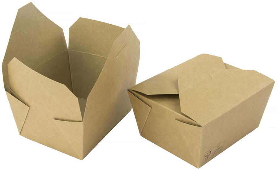 Box Take away/deli Kartong Bio 400ml 90x90x52mm 
brun