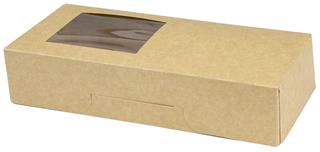 Box Fönsterkartong deli sushi 230x105x50mm brun