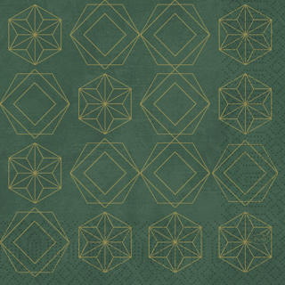 Servett 1/4-vikt 3-lag 33x33cm Gilded Star Jul