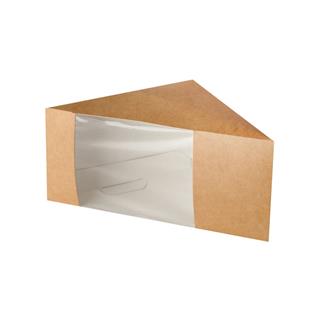 Smörgåslåda i papp med fönster 
PLA 12,3x12,3x8,2 cm brun