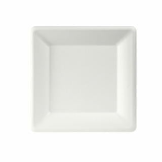 Tallrik Bagasse Kantig Vit 26x26cm