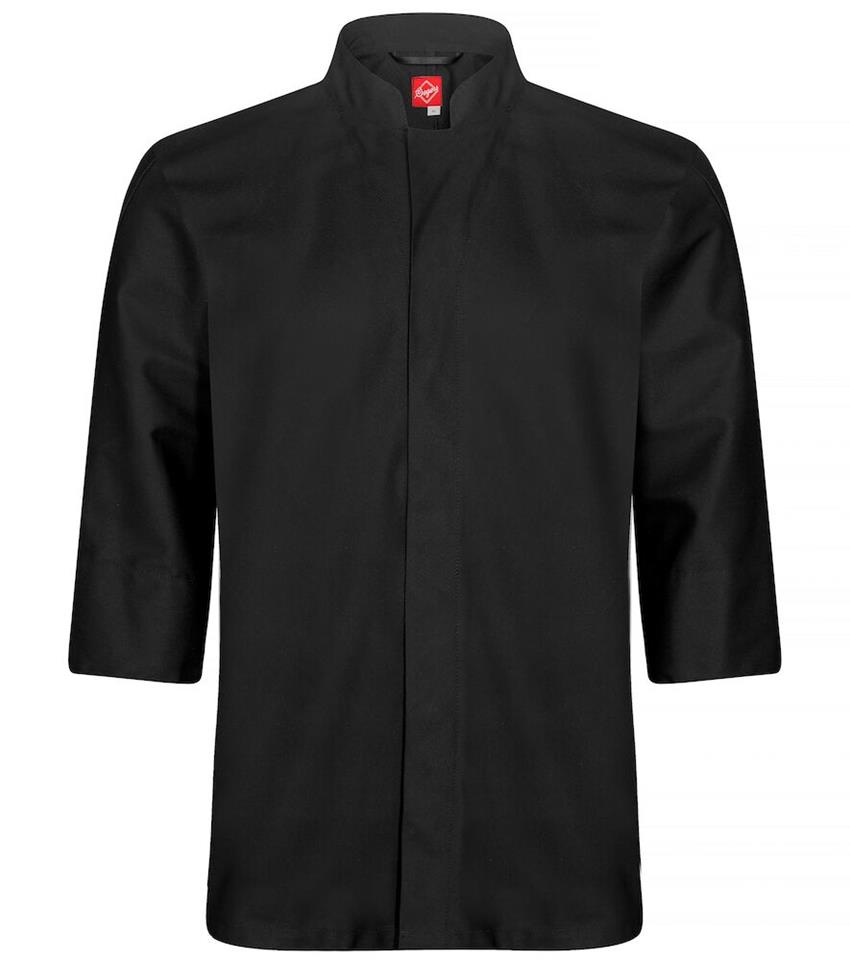 Kockskjorta unisex svart 3/4-ärm Stretch XL