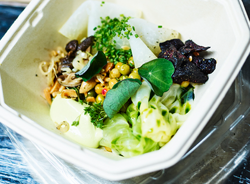 ”Bowl” med Vreta gulärta, rostad svamp och rostade grönsaker