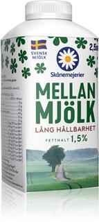 Mellanmjölk 1,5% Lång Hållbarhet